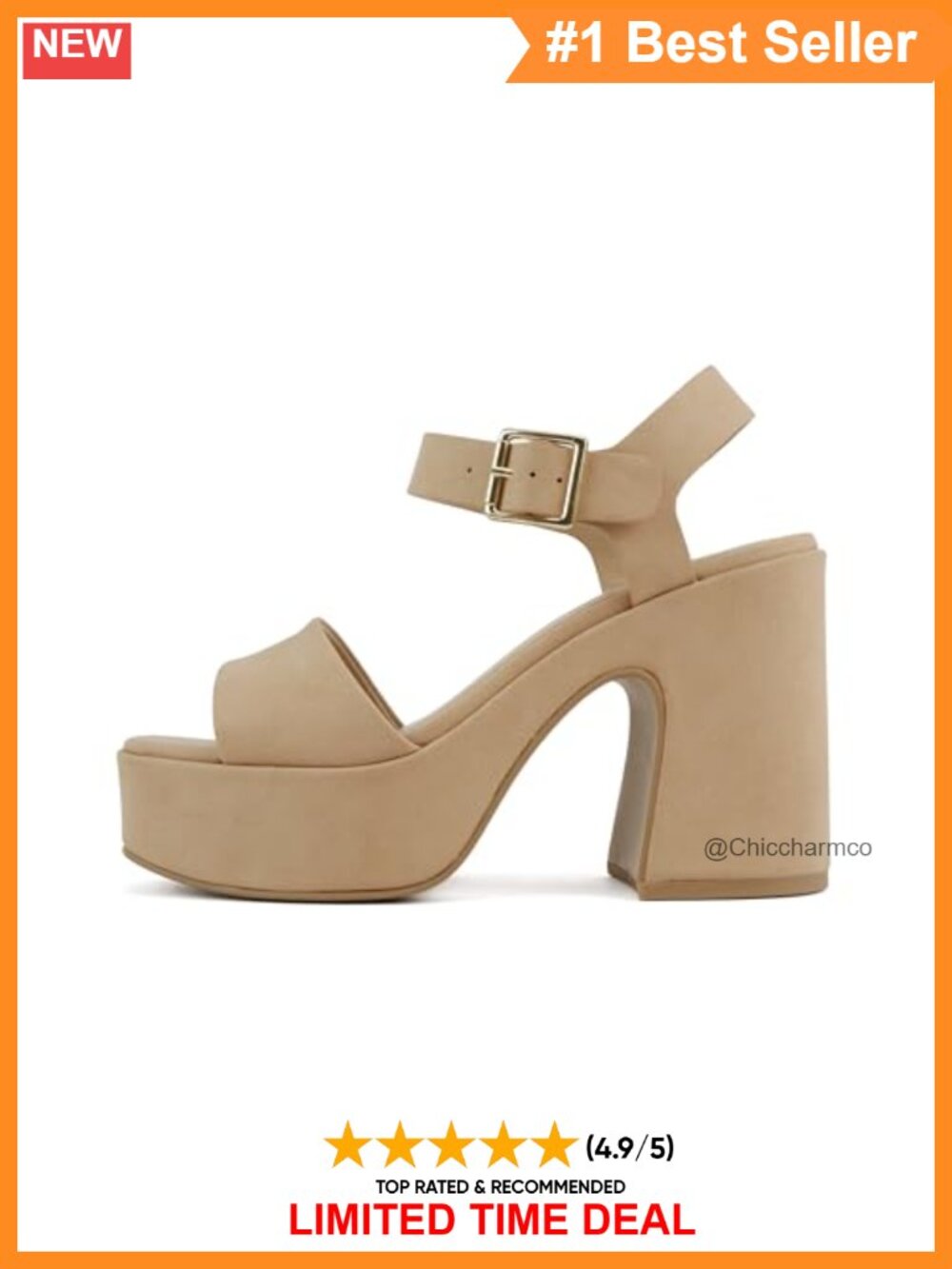Women Platform Chunky High Heeled Sandal Open Toe Ankle Strap
